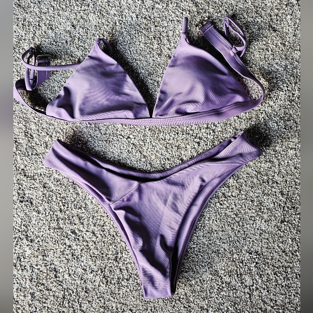 SHEIN Purple Triangle Bikini Set